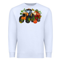 White fall tractor with pumpkin Premium Sweatshirt - AdoDesignShop