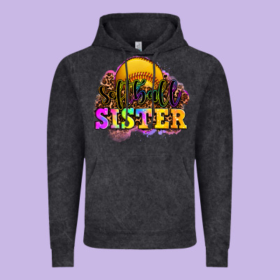 Softball Sister Vintage Hoodie Designed By Oliviacreatesart