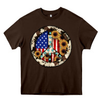 Chocolate Brown Peace sign Heavy Core Tee - JahusDesignShop