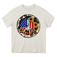 Cream Peace sign Heavy Core Tee - JahusDesignShop
