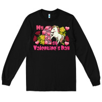 Black My first Valentine's Day Unicorn Long Sleeve Tee - FaDigitalArtStudio