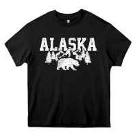 Black Alaska Mountains Forest Hunting Usa Heavy Core Tee - longCreatives