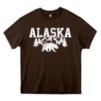 Chocolate Brown Alaska Mountains Forest Hunting Usa Heavy Core Tee - longCreatives