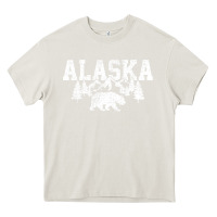 Cream Alaska Mountains Forest Hunting Usa Heavy Core Tee - longCreatives