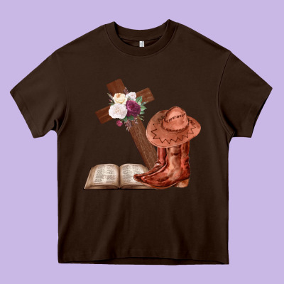 Boots With Bible And Cross Heavy Core Tee Designed By Bettercallsaul