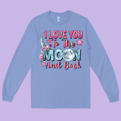 I Love You To The Moon And Back Valentine's Day Long Sleeve Tee Designed By Fadigitalartstudio