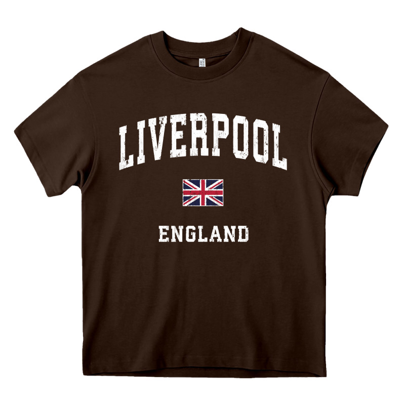 Liverpool England Vintage Athletic Sports Design Heavy Core Tee by longCreatives | Teevron