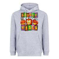 Heather Grey spooky vibes Heavyweight Hoodie - AdoDesignShop