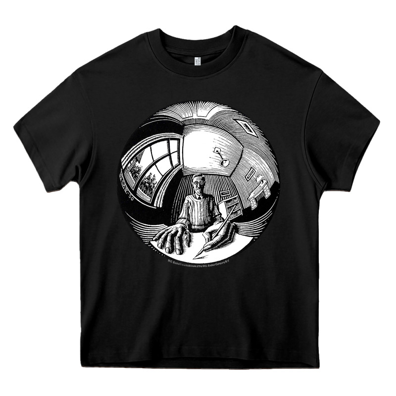 M.c. Escher Spherical Self Portrait Heavy Core Tee by longCreatives | Teevron