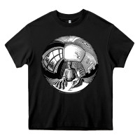 Black M.C. Escher Spherical Self Portrait Heavy Core Tee - longCreatives