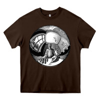 Chocolate Brown M.C. Escher Spherical Self Portrait Heavy Core Tee - longCreatives