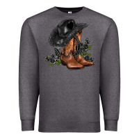 Charcoal Heather black cowgirl  and roses Premium Sweatshirt - AdoDesignShop