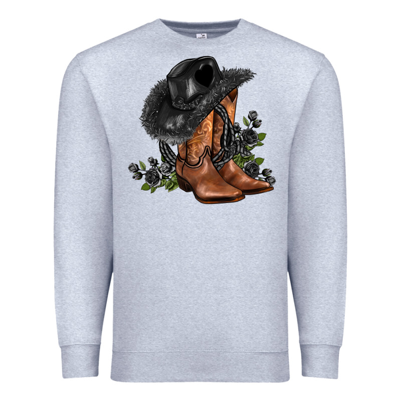 Black Cowgirl  And Roses Premium Sweatshirt by AdoDesignShop | Teevron