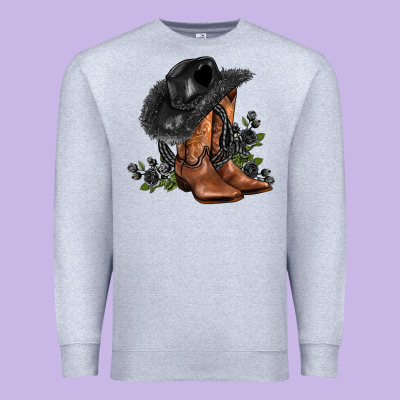 Black Cowgirl  And Roses Premium Sweatshirt Designed By Adodesignshop