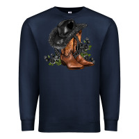 Navy black cowgirl  and roses Premium Sweatshirt - AdoDesignShop
