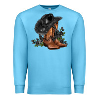 Ocean Blue black cowgirl  and roses Premium Sweatshirt - AdoDesignShop