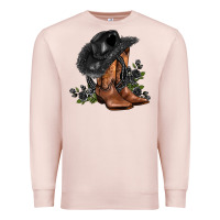 Pale Pink black cowgirl  and roses Premium Sweatshirt - AdoDesignShop