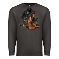 Smoke black cowgirl  and roses Premium Sweatshirt - AdoDesignShop