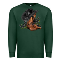 Sports Green black cowgirl  and roses Premium Sweatshirt - AdoDesignShop