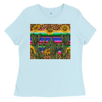 Baby Blue western desert with leopard and sunflowers tumbler tbs Ladies Tee - TumblerDesignByShophia