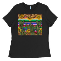 Black western desert with leopard and sunflowers tumbler tbs Ladies Tee - TumblerDesignByShophia
