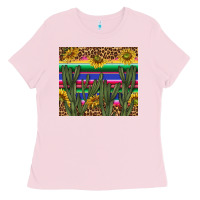 Bubblegum Pink western desert with leopard and sunflowers tumbler tbs Ladies Tee - TumblerDesignByShophia