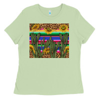 Matcha western desert with leopard and sunflowers tumbler tbs Ladies Tee - TumblerDesignByShophia
