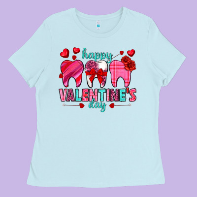 Happy Valentine's Day With Teeth Valentine's Day Ladies Tee Designed By Howdyjamesfarm