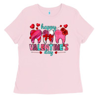 Bubblegum Pink Happy Valentine's Day with teeth Valentine's Day Ladies Tee - HowdyJamesFarm