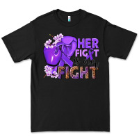 Black Her fight is our fight purple ribbon Premium Tee - NancyCooperArtShop