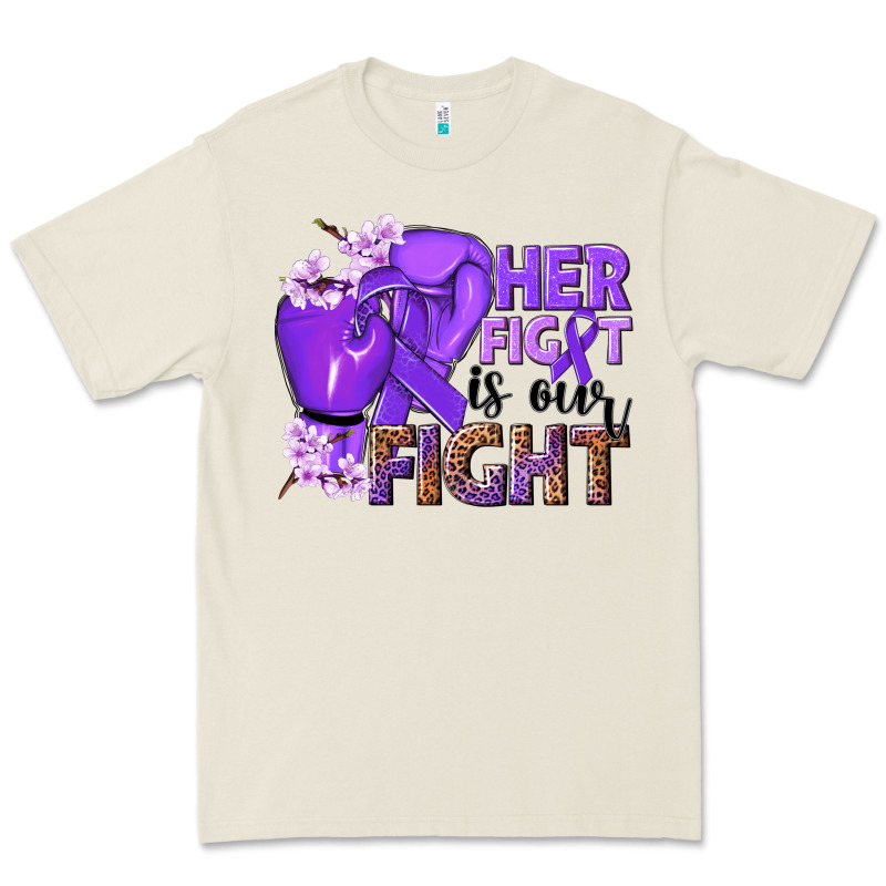 Her Fight Is Our Fight Purple Ribbon Premium Tee by NancyCooperArtShop | Teevron