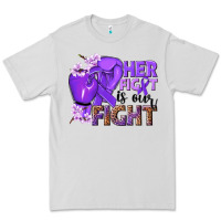 Dove Grey Her fight is our fight purple ribbon Premium Tee - NancyCooperArtShop
