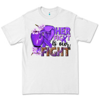 White Her fight is our fight purple ribbon Premium Tee - NancyCooperArtShop