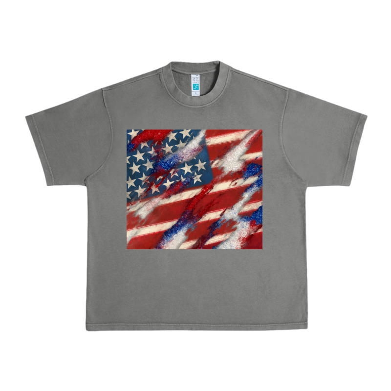 American Flag Glitter 4th Of July Urban Heavy Tee by CowGirlArtShop | Teevron