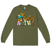 Army Green Easter Day He is alive with cross Long Sleeve Tee - OliviaCreatesArt
