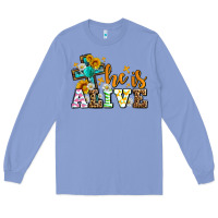 Colony Blue Easter Day He is alive with cross Long Sleeve Tee - OliviaCreatesArt