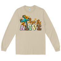 Mushroom Easter Day He is alive with cross Long Sleeve Tee - OliviaCreatesArt