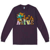 Plum Easter Day He is alive with cross Long Sleeve Tee - OliviaCreatesArt