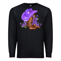 Black purple cowgirl  and roses Premium Sweatshirt - AdoDesignShop