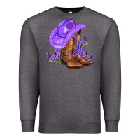 Charcoal Heather purple cowgirl  and roses Premium Sweatshirt - AdoDesignShop