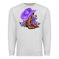 Dove Grey purple cowgirl  and roses Premium Sweatshirt - AdoDesignShop