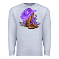 Heather Grey purple cowgirl  and roses Premium Sweatshirt - AdoDesignShop