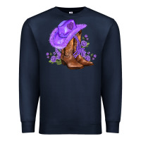 Navy purple cowgirl  and roses Premium Sweatshirt - AdoDesignShop