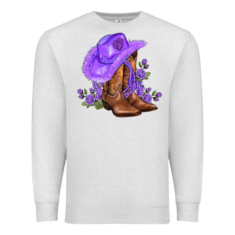 Purple Cowgirl  And Roses Premium Sweatshirt by AdoDesignShop | Teevron