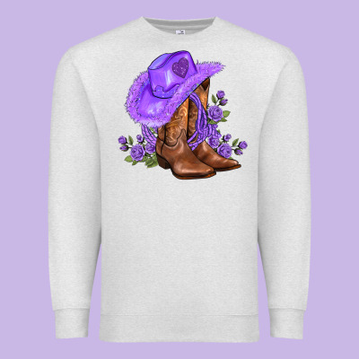 Purple Cowgirl  And Roses Premium Sweatshirt Designed By Adodesignshop