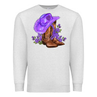 Oatmeal Heather purple cowgirl  and roses Premium Sweatshirt - AdoDesignShop
