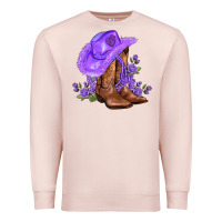 Pale Pink purple cowgirl  and roses Premium Sweatshirt - AdoDesignShop