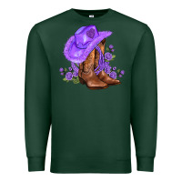 Sports Green purple cowgirl  and roses Premium Sweatshirt - AdoDesignShop