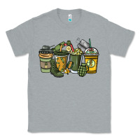 Heather Grey Army coffee cups 4th of july Classic Tee - HowdyJamesFarm