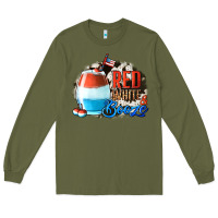 Army Green Red White  Booze With Cowhide Background Long Sleeve Tee - Jasminsmagicworld